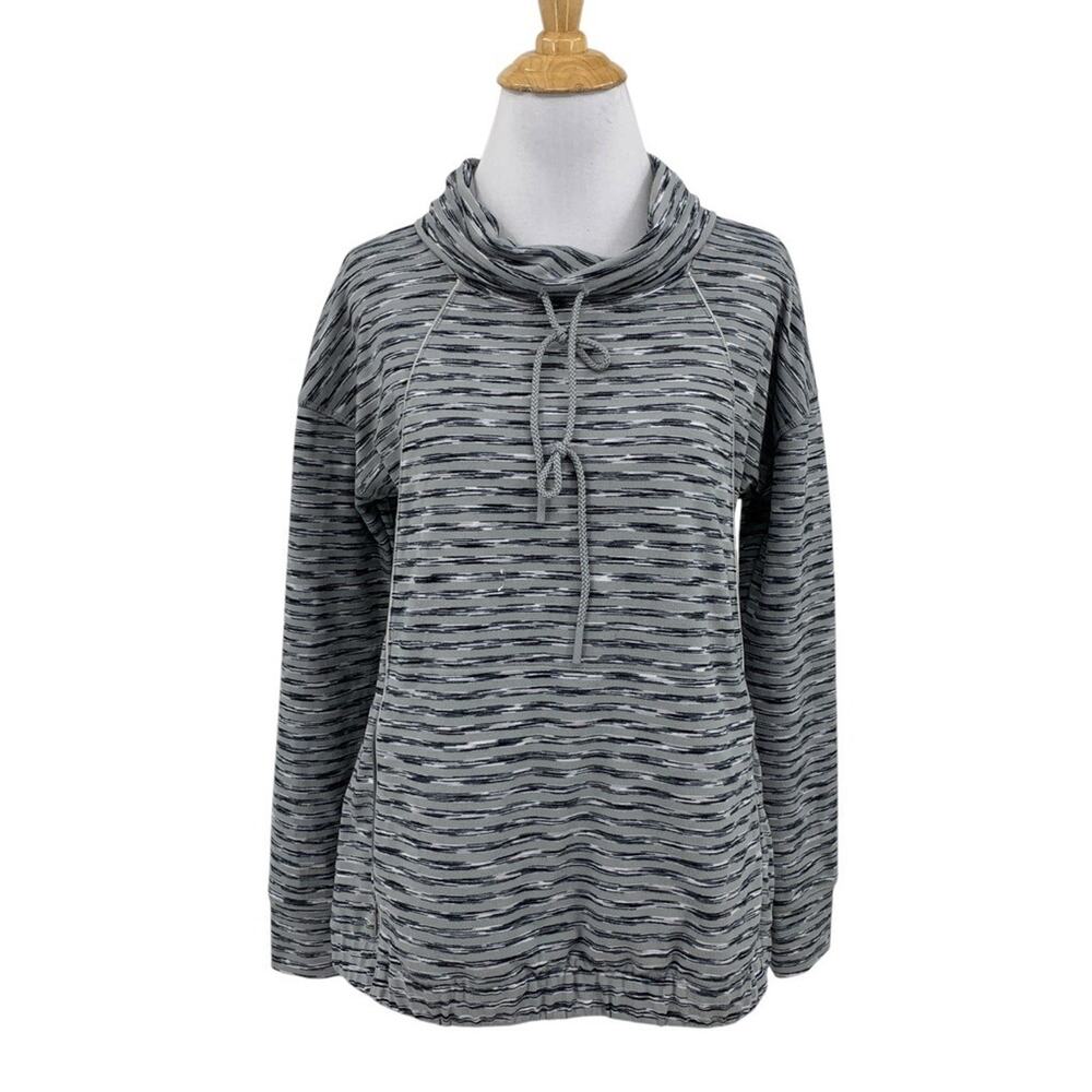 Talbots Sweatshirt Womens P Petite Iron Black Cowl Neck Drawstring UPF 50